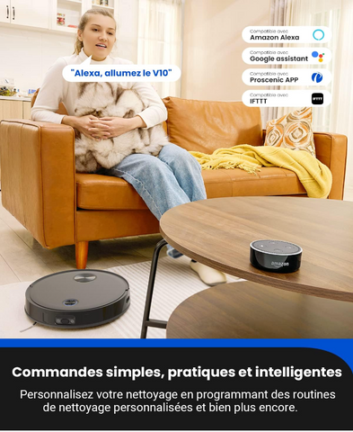 Robot Aspirateur Proscenic V10 - 3000Pa, 2600mAh, 120min Autonomie, Navigation LiDAR