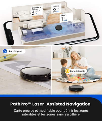 Robot Aspirateur Proscenic X1 - 3000Pa, 3200mAh, 165min Autonomie, Vidage Automatique