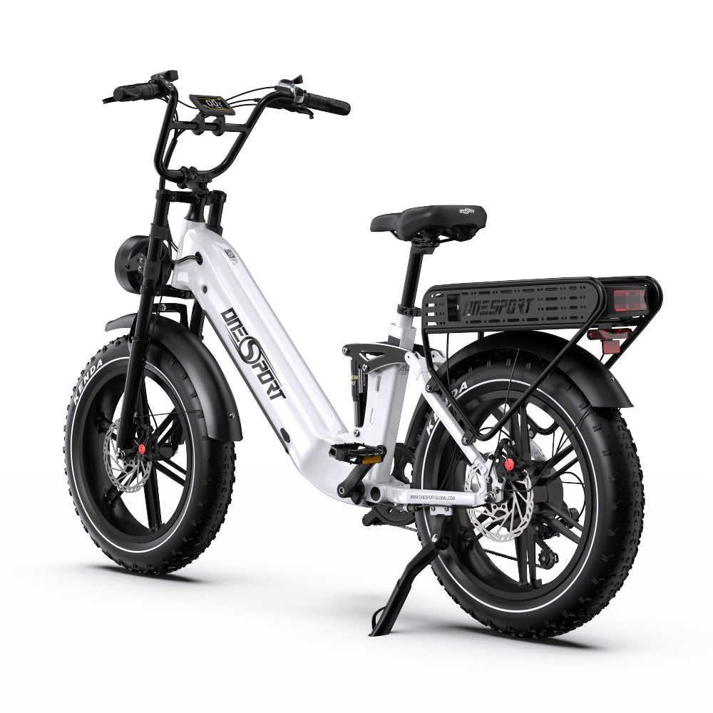 Vélo Électrique ONESPORT OT08 PRO - Moteur 500W Batterie 48V18AH*2 Pneus De 20 Pouces Freins à Disque - Blanc
