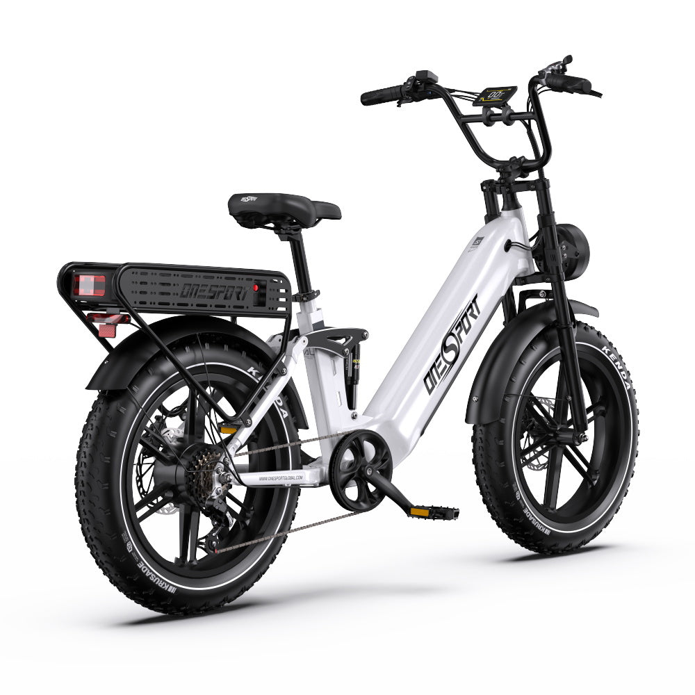 Vélo Électrique ONESPORT OT08 PRO - Moteur 500W Batterie 48V18AH*2 Pneus De 20 Pouces Freins à Disque - Blanc