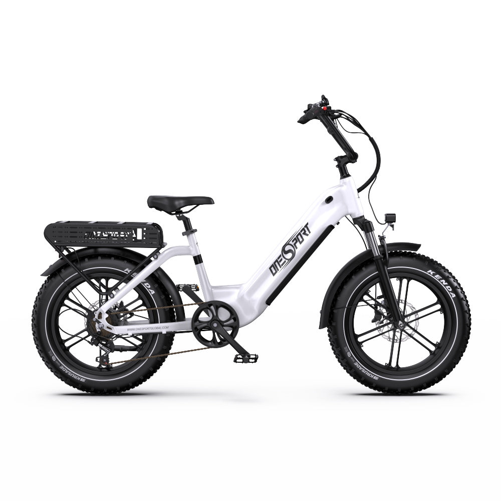 Vélo Électrique ONESPORT OT08 - Moteur 500W Batterie 48V18AH Pneus De 20 Pouces Freins à Disque - Blanc