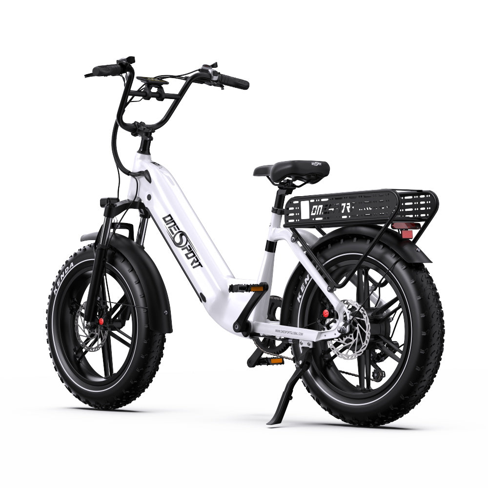 Vélo Électrique ONESPORT OT08 - Moteur 500W Batterie 48V18AH Pneus De 20 Pouces Freins à Disque - Blanc