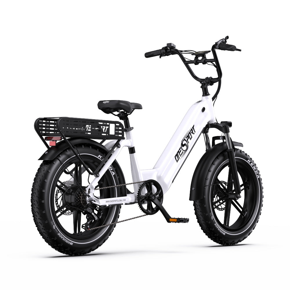 Vélo Électrique ONESPORT OT08 - Moteur 500W Batterie 48V18AH Pneus De 20 Pouces Freins à Disque - Blanc