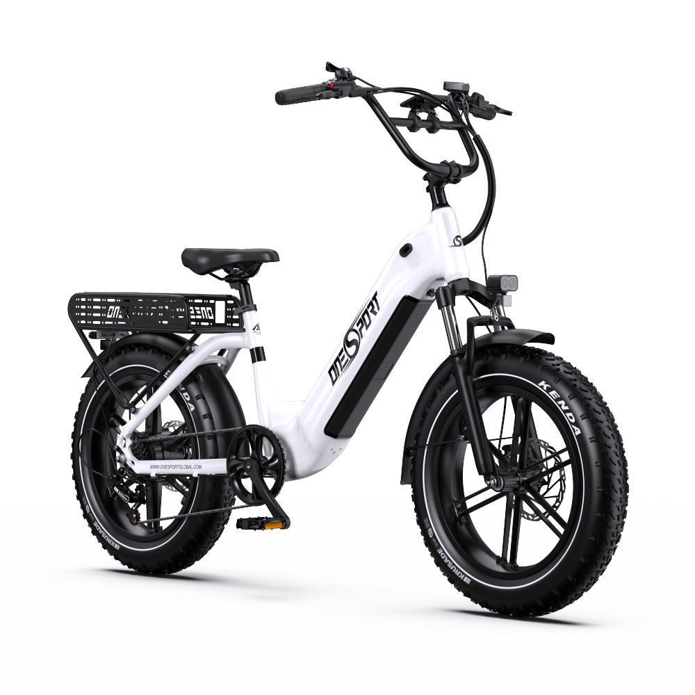 Vélo Électrique ONESPORT OT08 - Moteur 500W Batterie 48V18AH Pneus De 20 Pouces Freins à Disque - Blanc