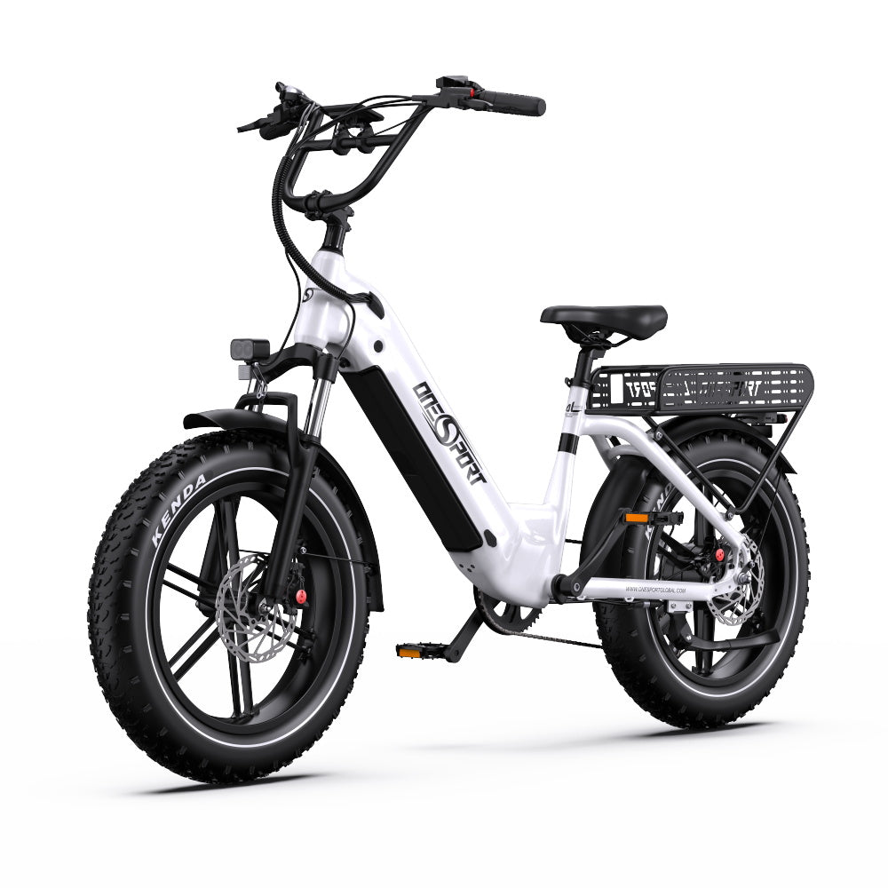Vélo Électrique ONESPORT OT08 - Moteur 500W Batterie 48V18AH Pneus De 20 Pouces Freins à Disque - Blanc