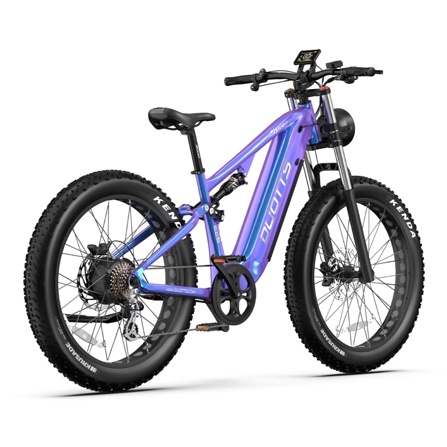 Duotts E26 Vélo électrique - Moteur 750W Batterie 48V20AH 26*4.0 Pouces Larges Freins Hydrauliques Avant et Arrière - Bleu Violet