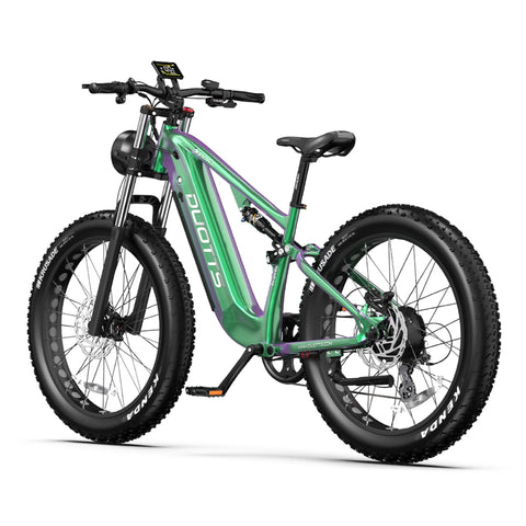 Duotts E26 Vélo électrique - Moteur 750W Batterie 48V20AH 26*4.0 Pouces Pneus Larges Freins Hydrauliques Avant et Arrière -  Vert Violet