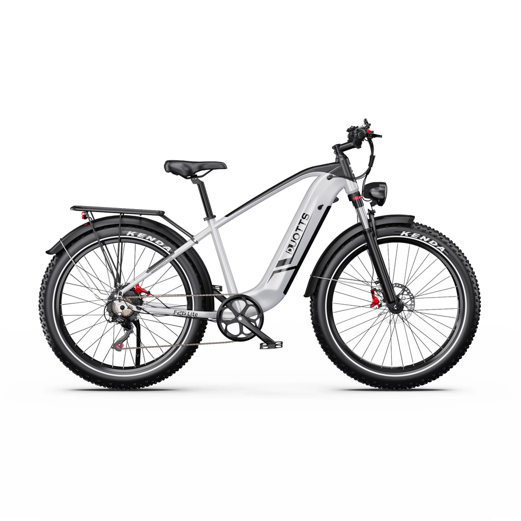 Vélo Électrique Duotts F26 Lite - Moteur 500W Batterie 48V18Ah 26 Pouces Freins Hydrauliques - Argent Blanc