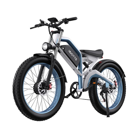 Duotts N26 Vélo électrique - Moteur 750W*2 Batterie 48V20AH 26*4.0 Pouces Pneus Freins Hydrauliques - Blanc Bleu