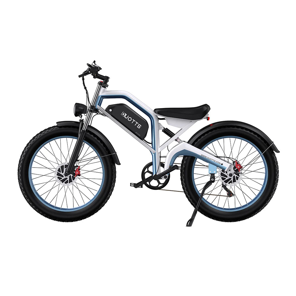 Duotts N26 Vélo électrique - Moteur 750W*2 Batterie 48V20AH 26*4.0 Pouces Pneus Freins Hydrauliques - Blanc Bleu