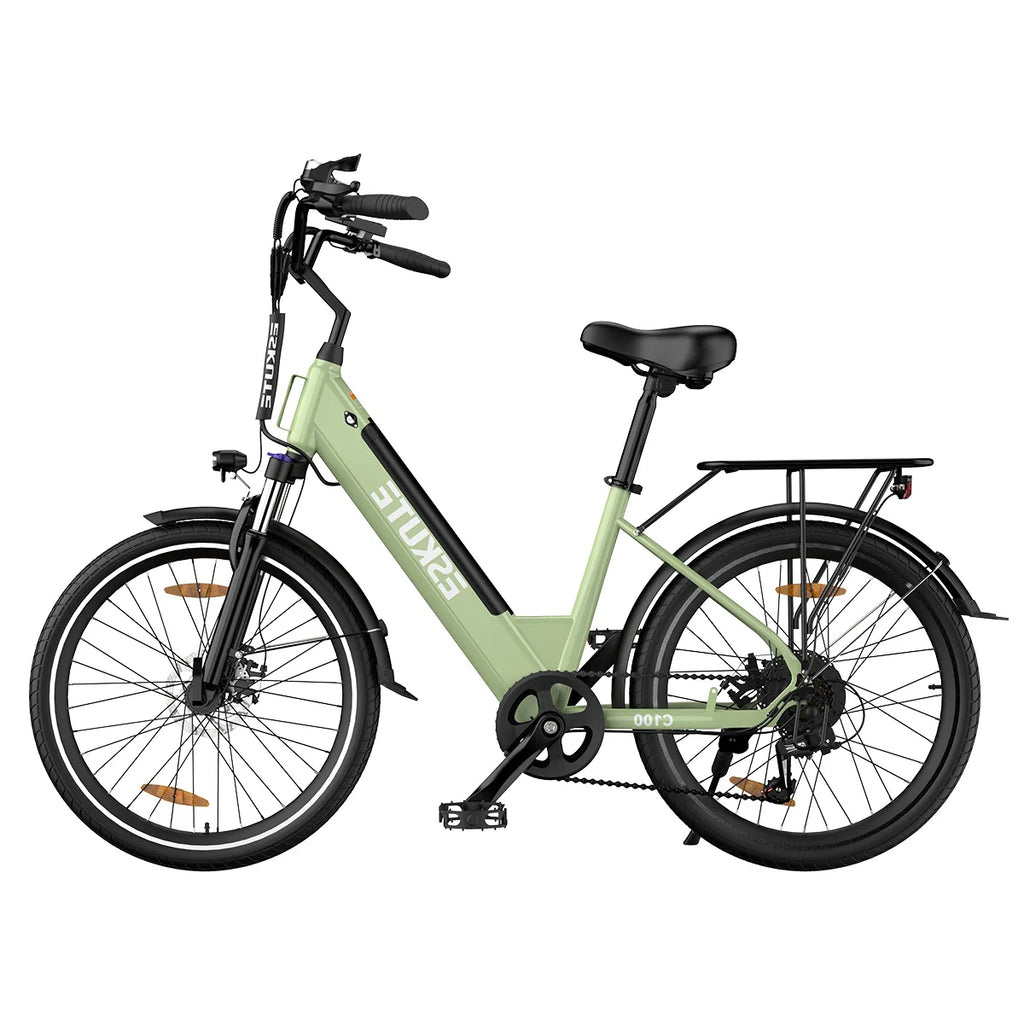 Vélo électrique ESKUTE C100 - Moteur 250W10.4AH Batterie 36V  Pneus 26x1.75 Pouces Freins à Disque - Vert