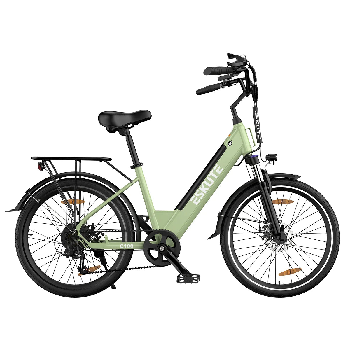 Vélo électrique ESKUTE C100 - Moteur 250W10.4AH Batterie 36V  Pneus 26x1.75 Pouces Freins à Disque - Vert