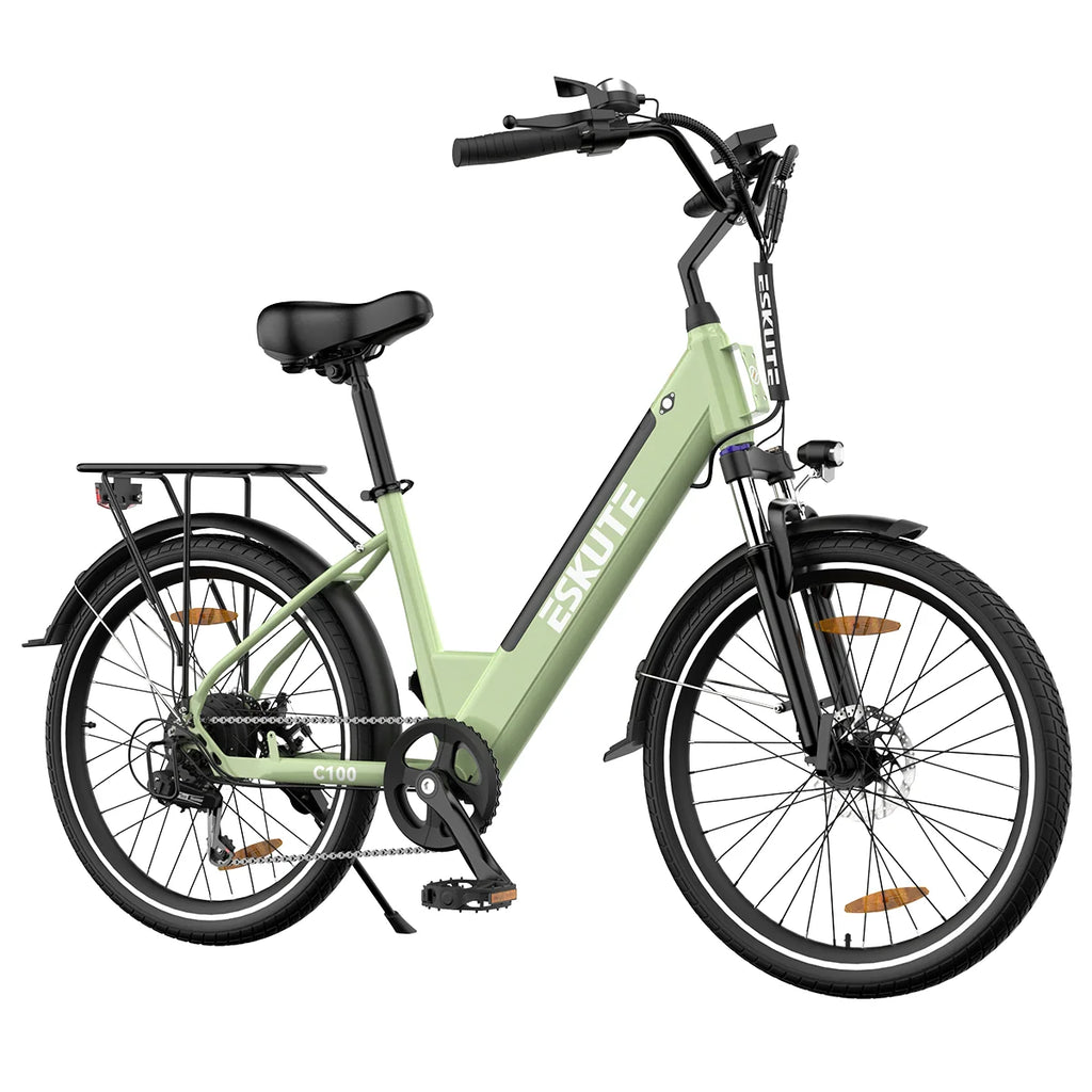 Vélo électrique ESKUTE C100 - Moteur 250W10.4AH Batterie 36V  Pneus 26x1.75 Pouces Freins à Disque - Vert