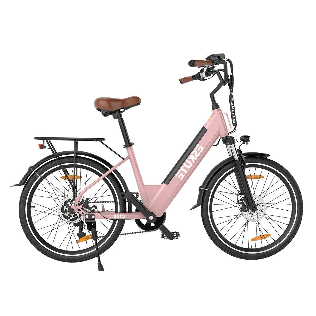 Vélo électrique ESKUTE C100 - Moteur 250W10.4AH Batterie 36V  Pneus 26x1.75 Pouces Freins à Disque - Rose