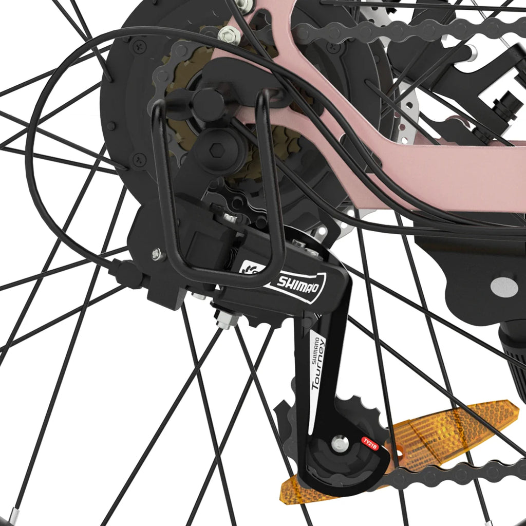 Vélo électrique ESKUTE C100 - Moteur 250W10.4AH Batterie 36V  Pneus 26x1.75 Pouces Freins à Disque - Rose