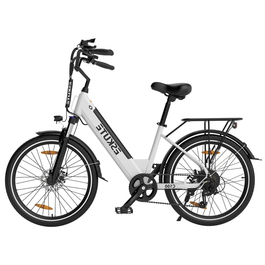 Vélo électrique ESKUTE C100 - Moteur 250W10.4AH Batterie 36V  Pneus 26x1.75 Pouces Freins à Disque - Blanc