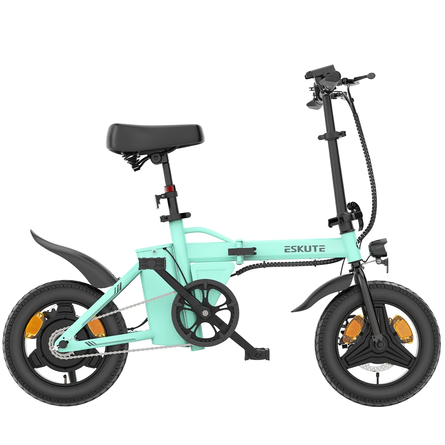 Vélo électrique ESKUTE F100 14 pouces, moteur 250 W, batterie 36 V 9 Ah, freins à disque mécaniques - Bleu