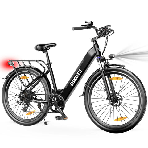 Vélo électrique ESKUTE Polluno Plus 26INCH - Moteur 250W Batterie 36V20AH Pneus 26 Pouces Freins à Disque Mécaniques - Noir