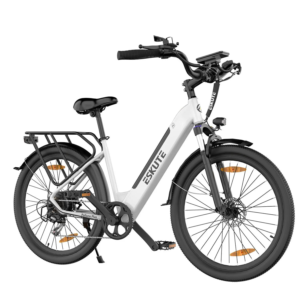 Vélo électrique ESKUTE Polluno Plus 28INCH - Moteur 250W Batterie 36V20AH Pneus 28 Pouces Freins à Disque Mécaniques - Blanc