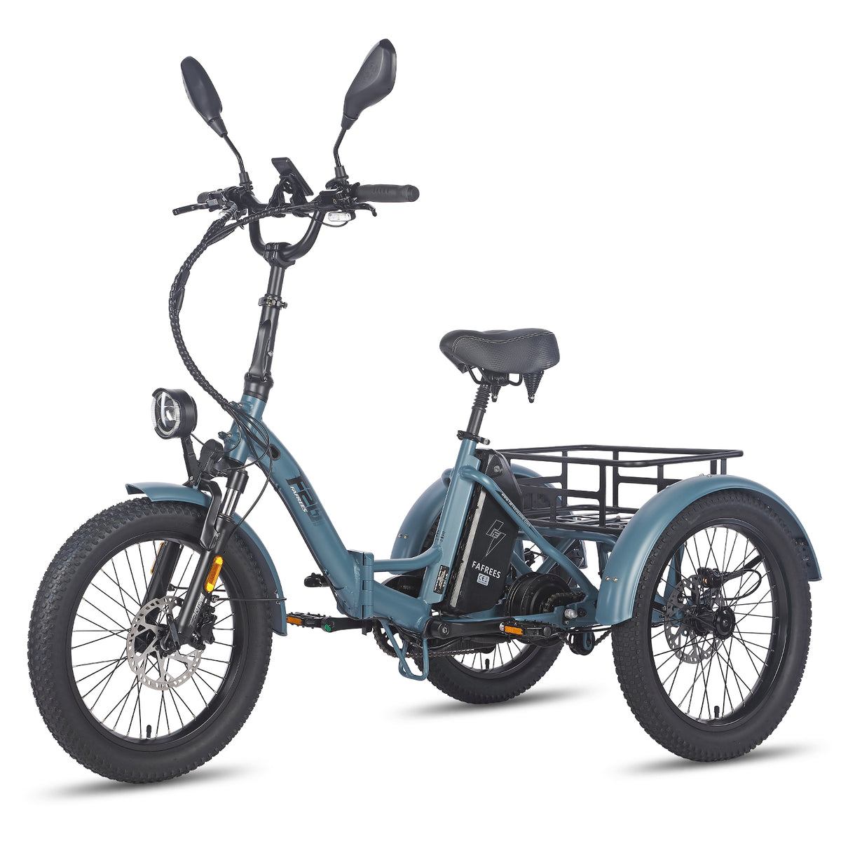 FAFREES F20 Mate Triporteur Électrique - Moteur 500W Batterie 48V21AH Freins Hydrauliques - Gris bleu