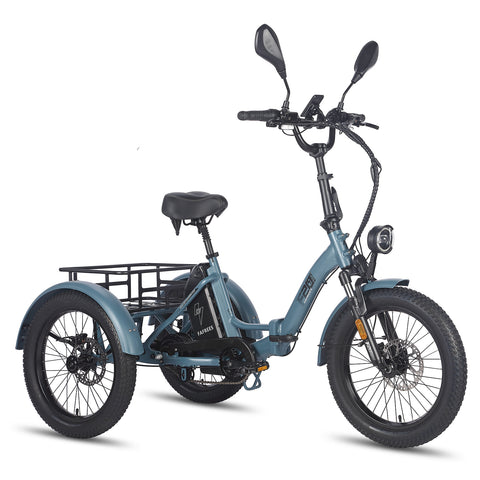 FAFREES F20 Mate Triporteur Électrique - Moteur 500W Batterie 48V21AH Freins Hydrauliques - Gris bleu