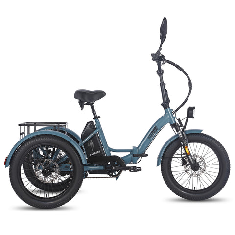 FAFREES F20 Mate Triporteur Électrique - Moteur 500W Batterie 48V21AH Freins Hydrauliques - Gris bleu