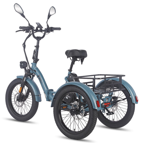 FAFREES F20 Mate Triporteur Électrique - Moteur 500W Batterie 48V21AH Freins Hydrauliques - Gris bleu