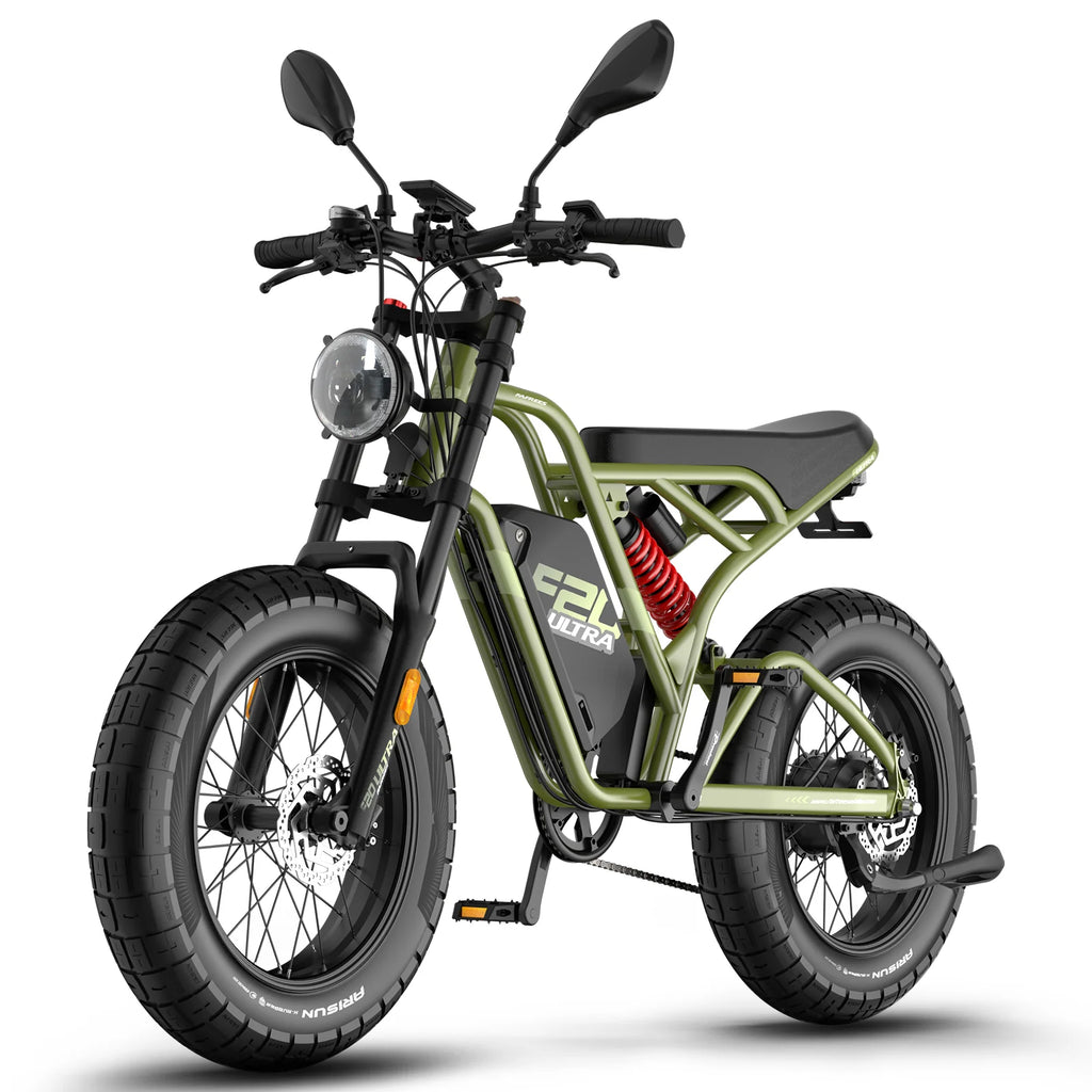 FAFREES F20 Ultra Amélioré Vélo Électrique - Moteur 750W Batterie 48V25AH Pneus 20 Pouces Freins Mécaniques - Vert militaire