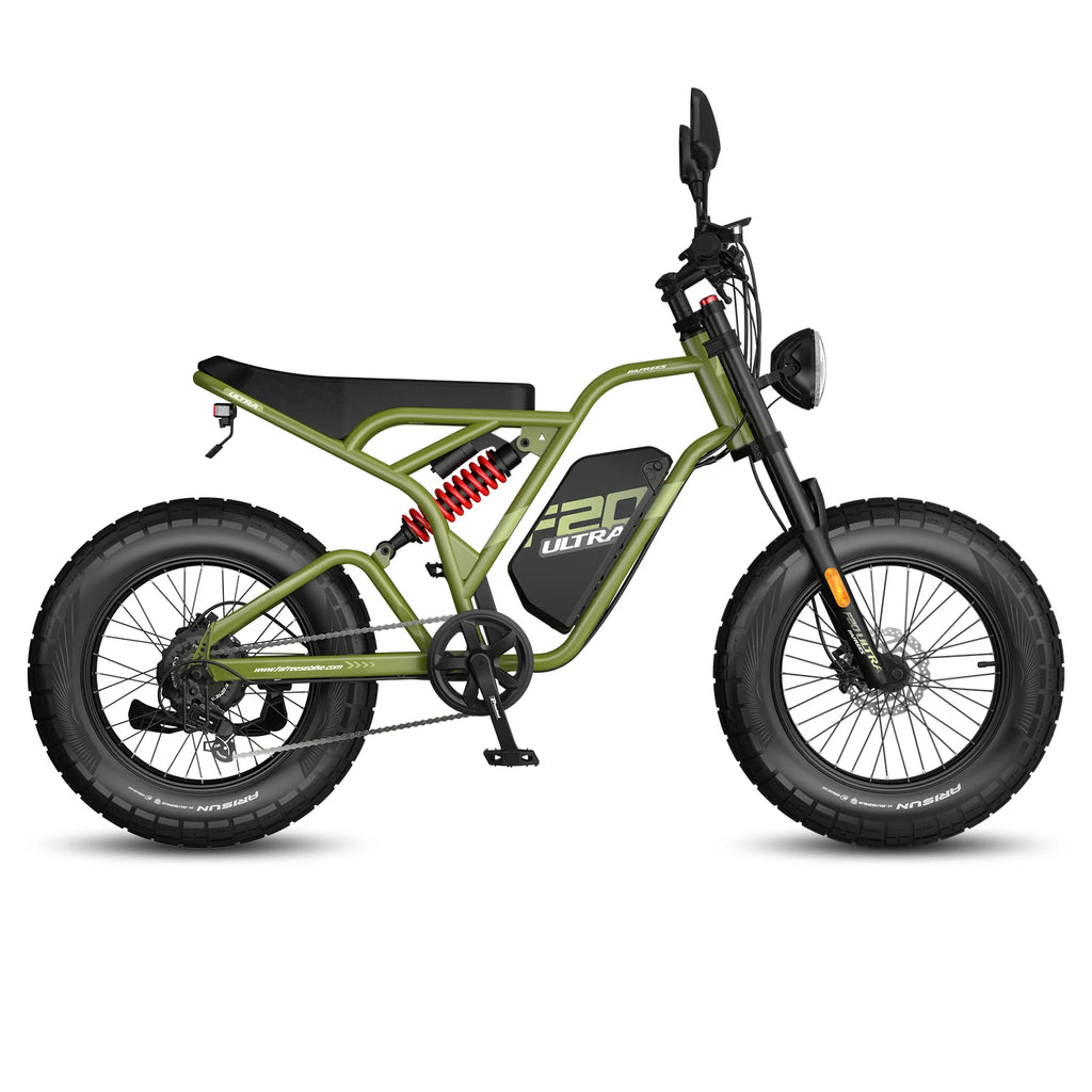 FAFREES F20 Ultra Amélioré Vélo Électrique - Moteur 750W Batterie 48V25AH Pneus 20 Pouces Freins Mécaniques - Vert militaire