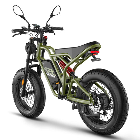 FAFREES F20 Ultra Amélioré Vélo Électrique - Moteur 750W Batterie 48V25AH Pneus 20 Pouces Freins Mécaniques - Vert militaire