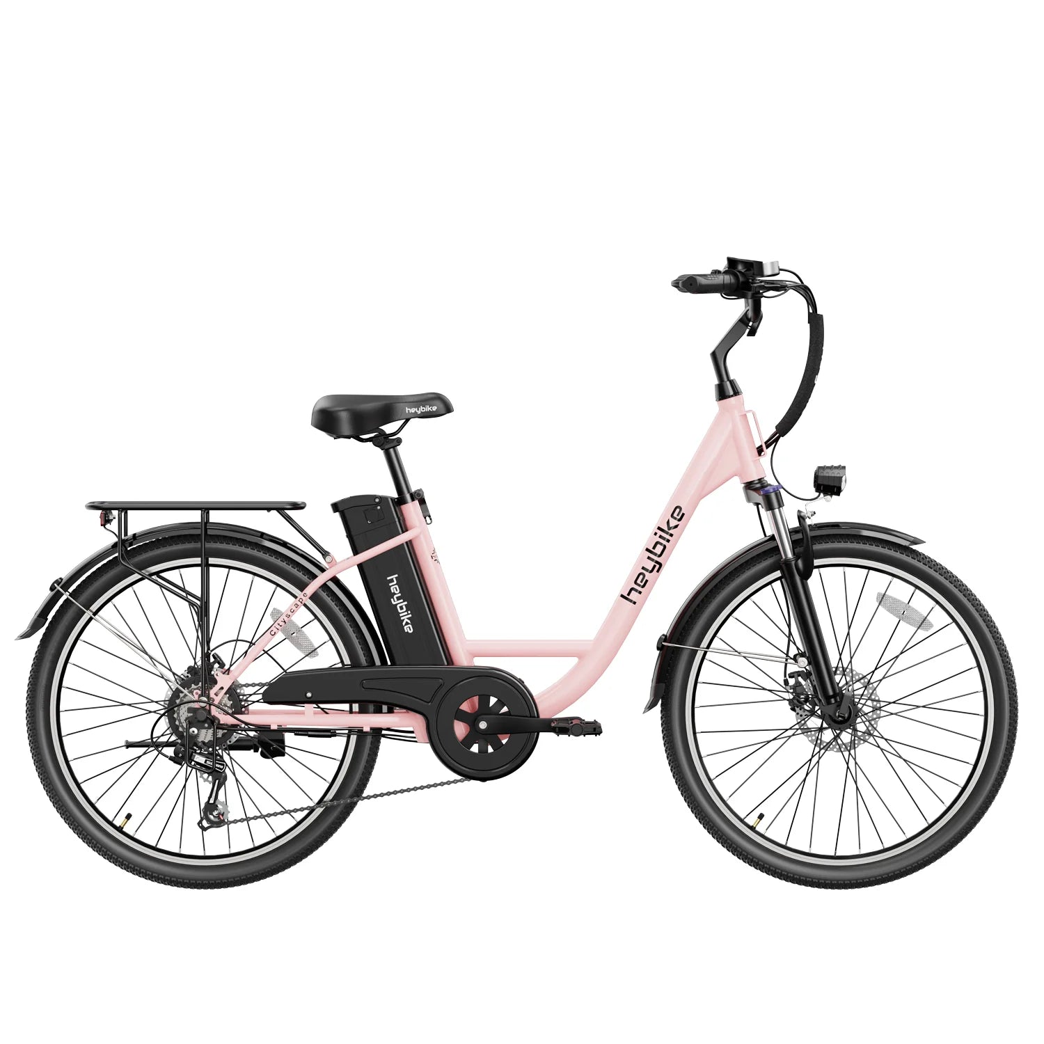 Heybike Cityscape Vélo Électrique - 250W Batterie 36V10Ah Pneus 26 Pouces Freins à Disque - Rose