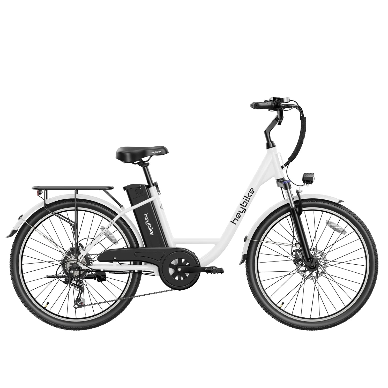Heybike Cityscape Vélo Électrique - 250W Batterie 36V10Ah Pneus 26 Pouces Freins à Disque - Blanc
