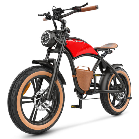 Vélo Électrique Hidoes HD-B10 - Moteur 1000W Batterie 48V13AH Roues de 20 Pouces Freins à Disque - Rouge Rétro