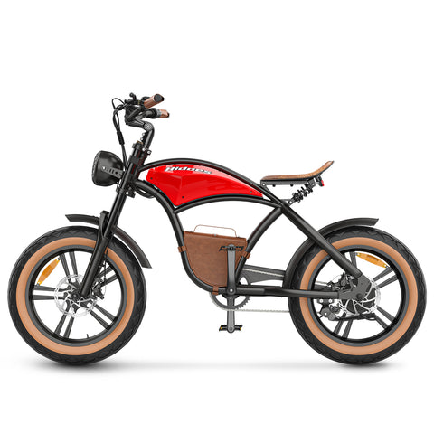 Vélo Électrique Hidoes HD-B10 - Moteur 1000W Batterie 48V13AH Roues de 20 Pouces Freins à Disque - Rouge Rétro