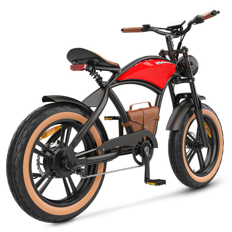Vélo Électrique Hidoes HD-B10 - Moteur 1000W Batterie 48V13AH Roues de 20 Pouces Freins à Disque - Rouge Rétro