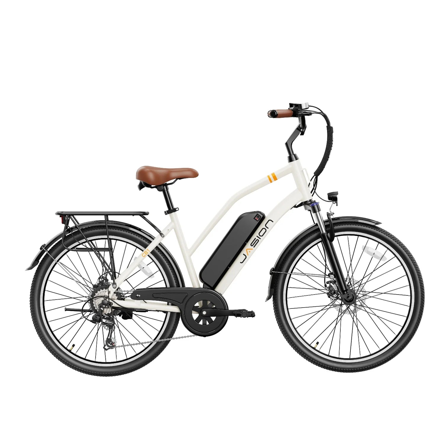 Vélo électrique JASION CB1 – 500W Batterie 36V12.5Ah Pneus 27.5 Pouces Freins à Disque - Blanc