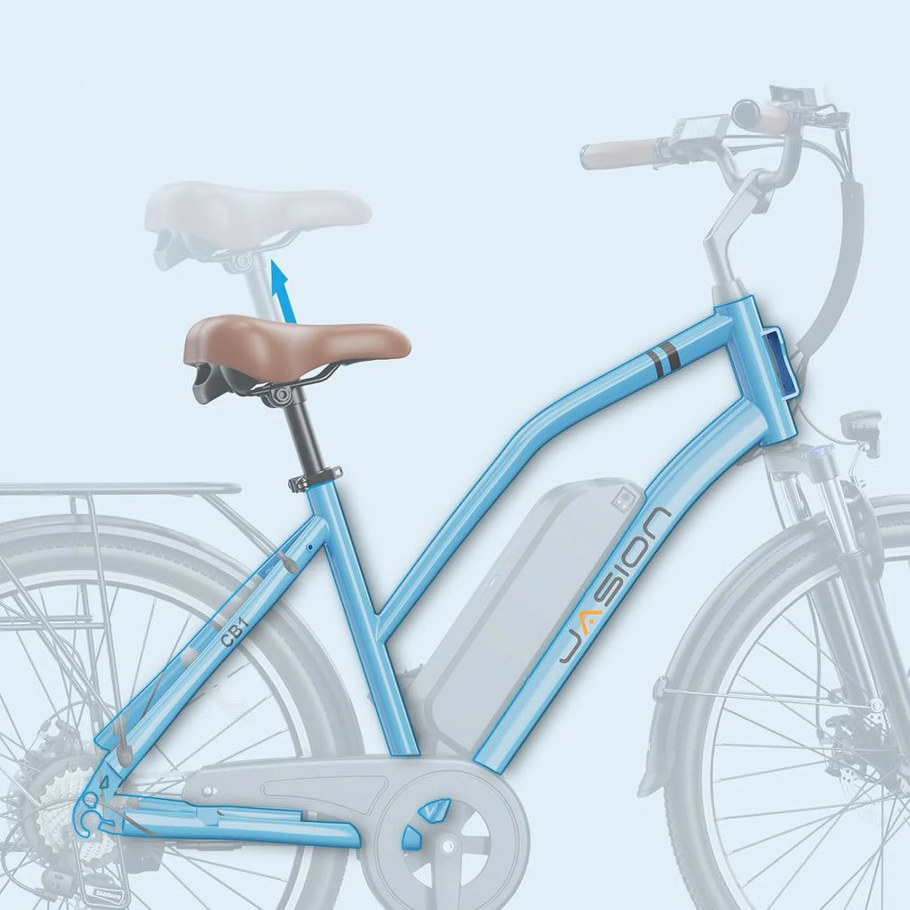 Vélo électrique JASION CB1 – 500W Batterie 36V12.5Ah Pneus 27.5 Pouces Freins à Disque - Blanc