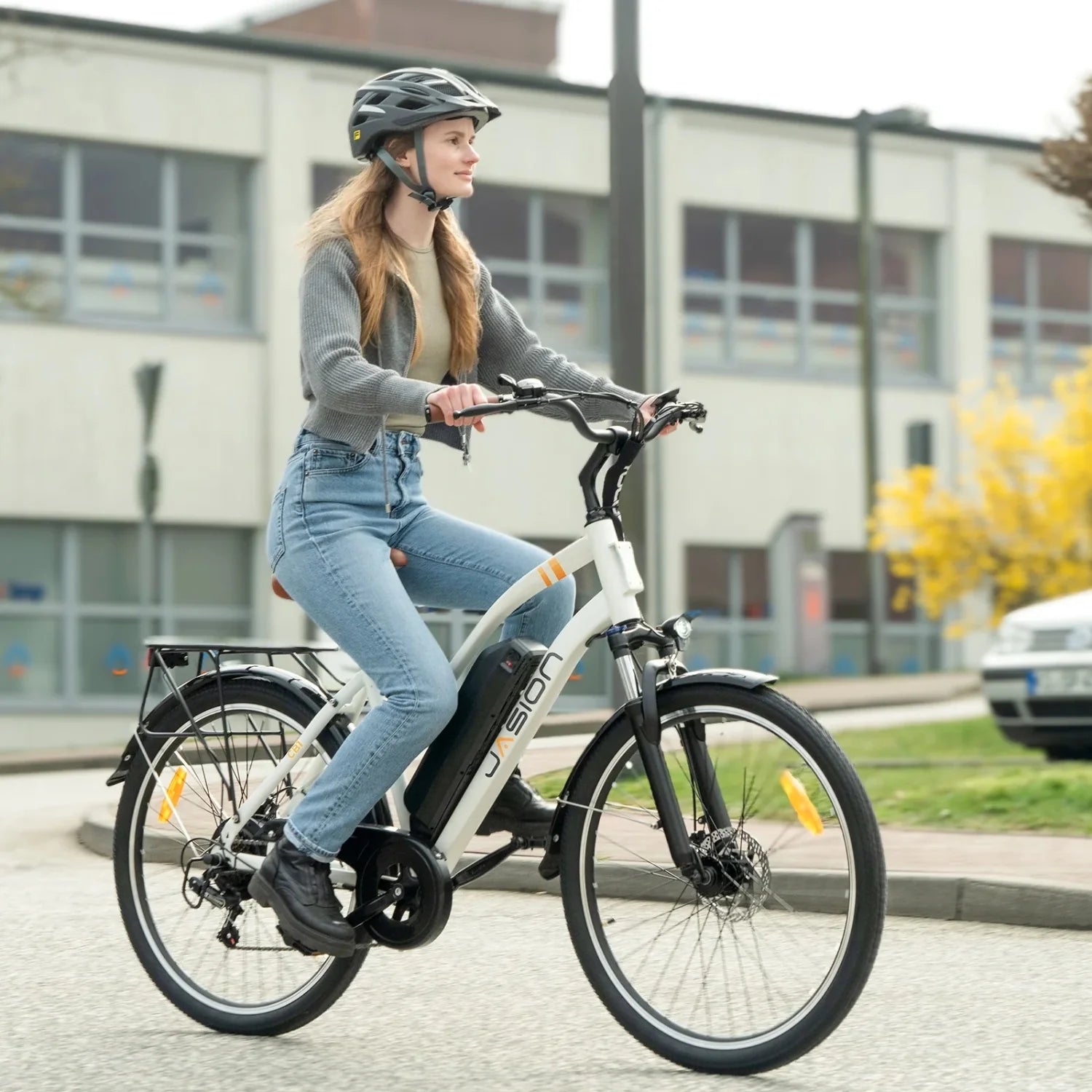 Vélo électrique JASION CB1 – 500W Batterie 36V12.5Ah Pneus 27.5 Pouces Freins à Disque - Blanc