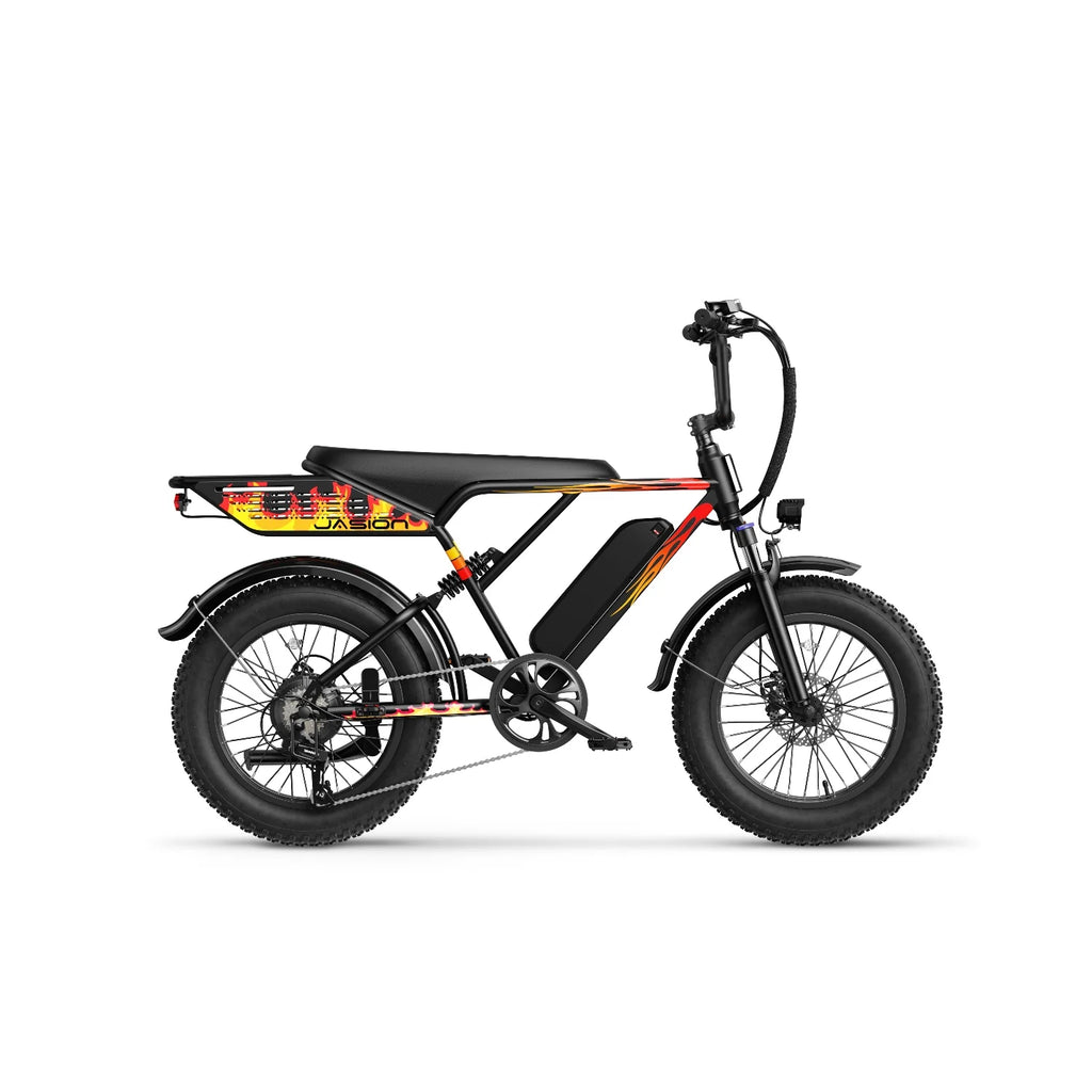 JASION RetroVolt Vélo Électrique - 500W Batterie 48V12.5Ah Pneus 20 Pouces Freins à Disque - Noir