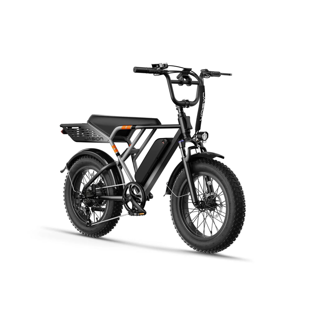 JASION RetroVolt Vélo Électrique - 500W Batterie 48V12.5Ah Pneus 20 Pouces Freins à Disque - Dégradé argenté