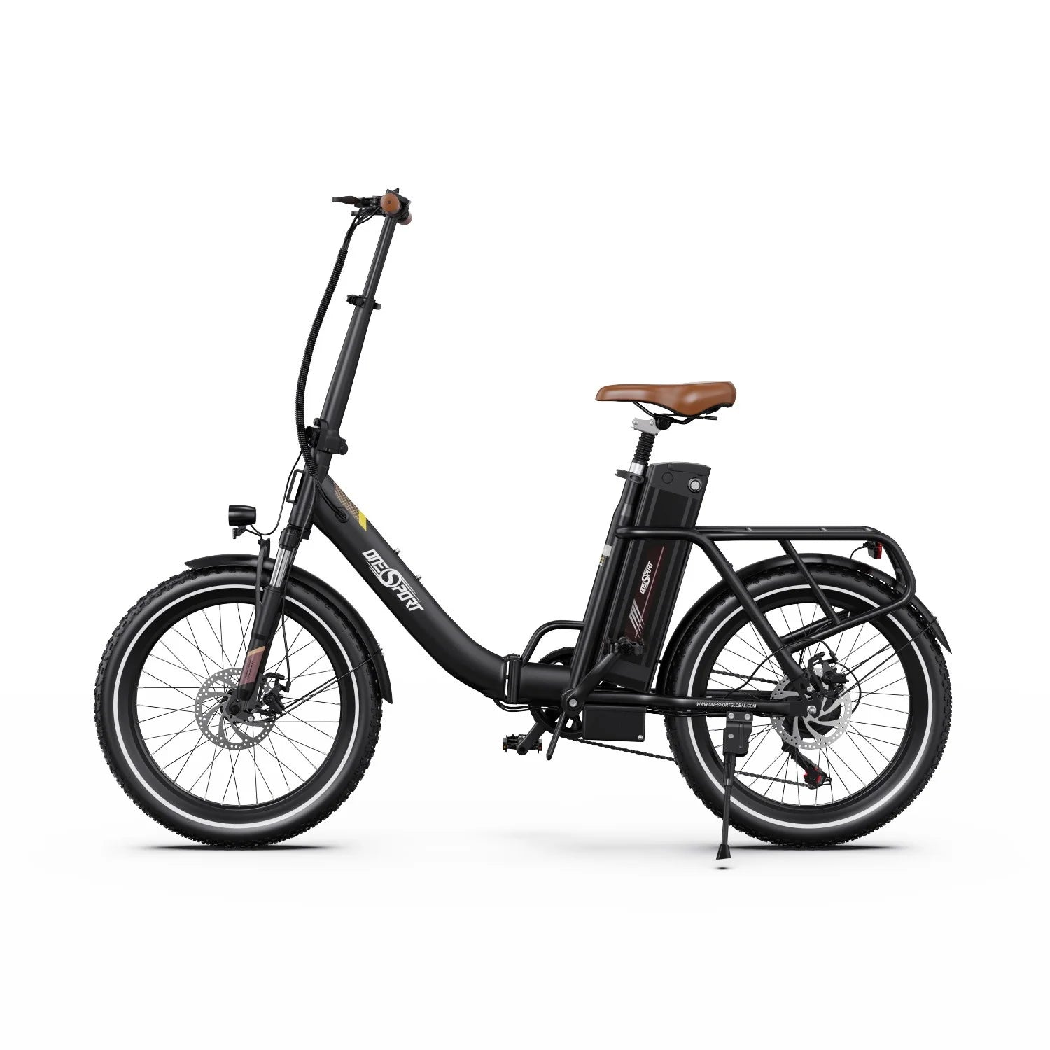 ONESPORT OT16-2 Vélo Électrique - Cadre en fer pliable Moteur 250W Batterie 48V17AH 20"Pneus de Freins Disque - Brun foncé