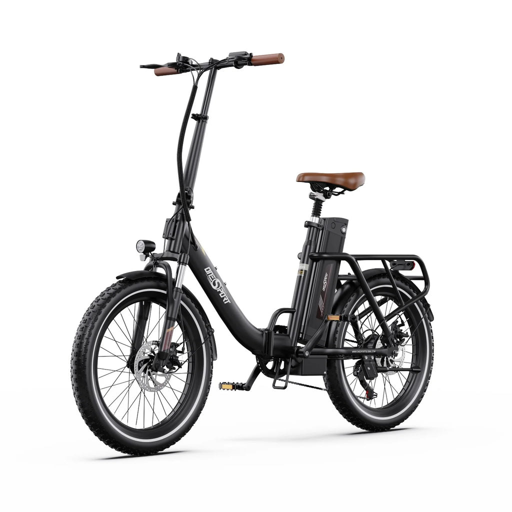 ONESPORT OT16-2 Vélo Électrique - Cadre en fer pliable Moteur 250W Batterie 48V17AH 20"Pneus de Freins Disque - Brun foncé