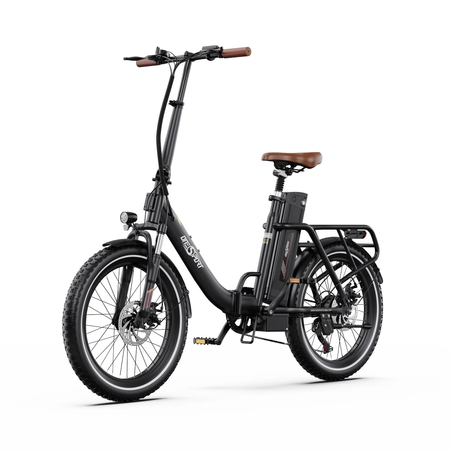 ONESPORT OT16-2 Vélo Électrique - Cadre en fer pliable Moteur 250W Batterie 48V17AH 20"Pneus de Freins Disque - Brun foncé