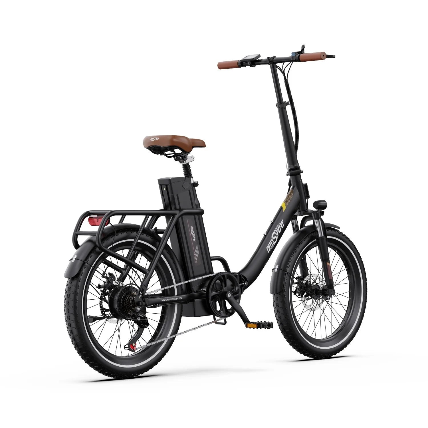 ONESPORT OT16-2 Vélo Électrique - Cadre en fer pliable Moteur 250W Batterie 48V17AH 20"Pneus de Freins Disque - Brun foncé