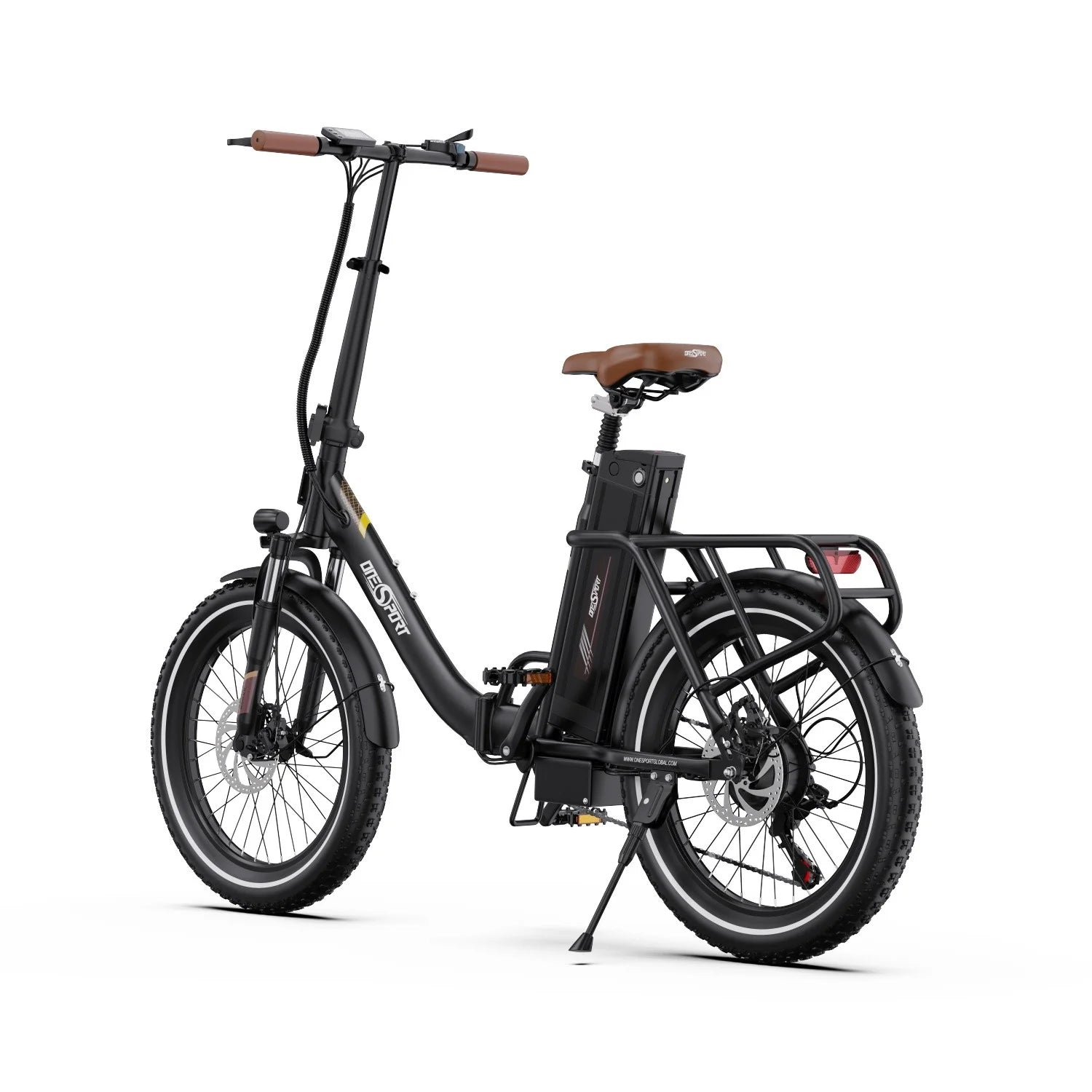 ONESPORT OT16-2 Vélo Électrique - Cadre en fer pliable Moteur 250W Batterie 48V17AH 20"Pneus de Freins Disque - Brun foncé