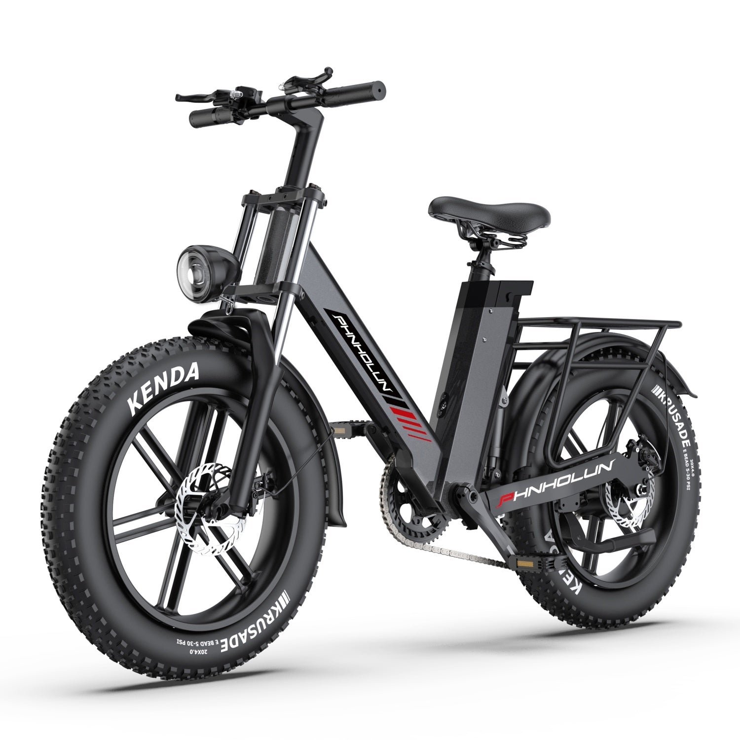 Vélo Électrique PHNHOLUN C6 Pro - Moteur 1000W Batterie 48V17.5AH Pneus de 20 Pouces Frein à Disque - Noir