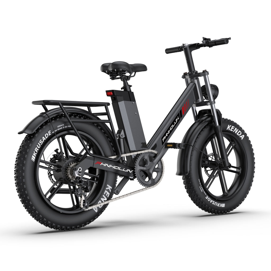Vélo Électrique PHNHOLUN C6 Pro - Moteur 1000W Batterie 48V17.5AH Pneus de 20 Pouces Frein à Disque - Noir