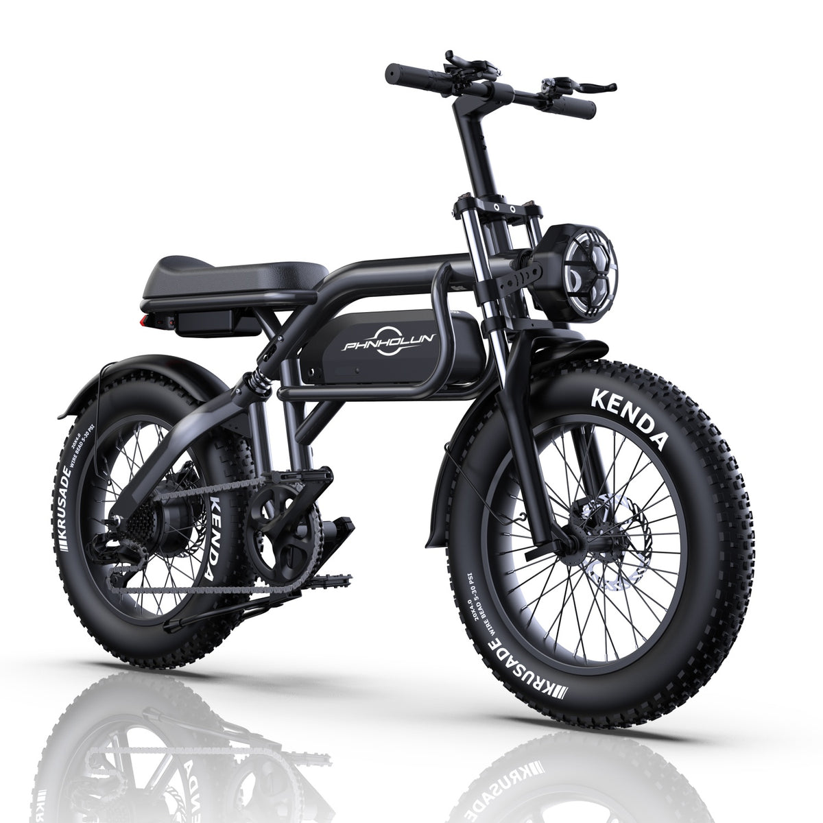 Vélo Électrique PHNHOLUN C8 FT - Moteur 1000W Batterie 48V20AH Pneus de 20 Pouces Frein à Disque - Noir