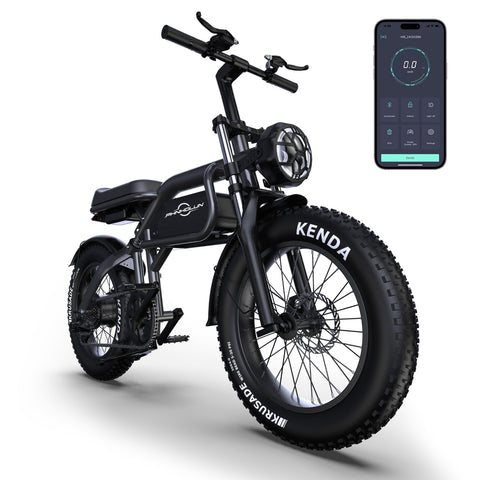 Vélo Électrique PHNHOLUN C8 FT - Moteur 1000W Batterie 48V20AH Pneus de 20 Pouces Frein à Disque - Noir