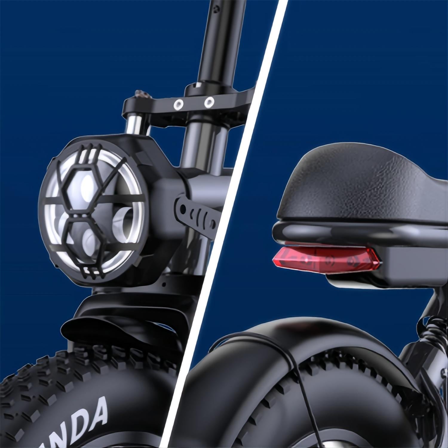 Vélo Électrique PHNHOLUN C8 FT - Moteur 1000W Batterie 48V20AH Pneus de 20 Pouces Frein à Disque - Noir